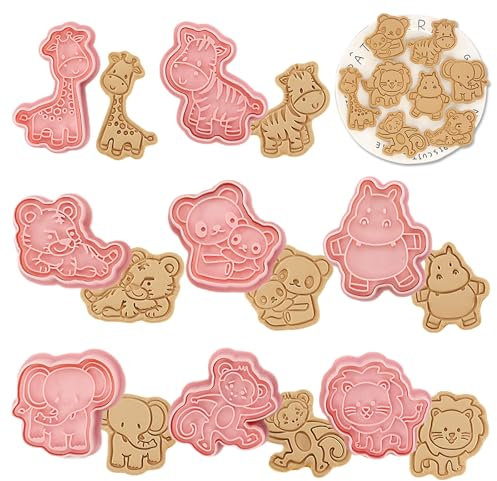 WishesMar Forest Animal Theme Shape Cookie Cutters Set 8 Pieces - 3D Cartoon Biscuit Cookie Cutters Kit Stamp for Baking DIY Fondant Festive Decoration