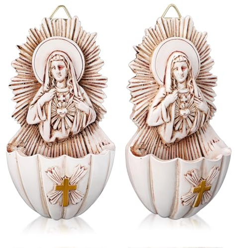 ULTECHNOVO 2 piezas de resina de resina bendita cuenca decoración de pared católica para entrada sala de estar atmósfera sacra