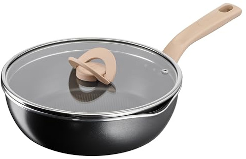 Tefal One Pick Pot Poêle profonde 24cm, 3 personnes, Induction, Polyvalente, Couvercle, Revêtement antiadhésif résistant, Technologie Thermo-Signal, Noir, G1668704