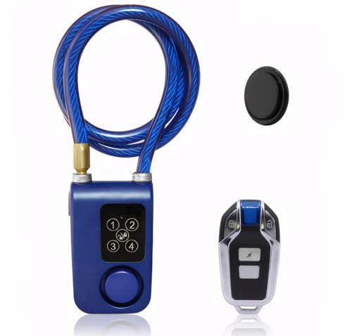 Mengshen Alarma Bloqueo Bicicleta GPS Combo 2 en 1 Sistema Seguridad Sirena 110dB Control Remoto Largo Alcance (150 pies) Cable Acero Anticorte Ebike Mountain Bike Scooter Azul
