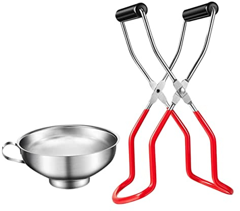 MOKKHNB Pinzas Elevadoras Para Tarros De Conservas Acero Inoxidable Antideslizantes y Anti-escaldaduras Con Clip Seguro Para Enlatado y Frascos De Compota Accesorio De Cocina Resistente y
