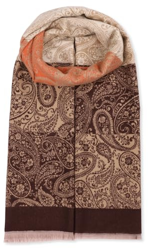 malito – Sciarpa da donna alla moda – XXL morbida viscosa mix cashmere – Sciarpa invernale con stampa decorativa moderna e lunga – Pashmina Stola Orient S607, marrone/beige, Taglia unica
