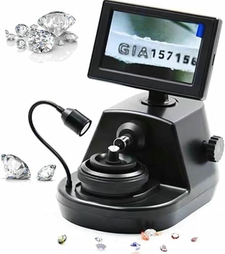 Digitalt elektronmikroskop med LCD-skärm och justerbar ljuskälla för exakt diamantinskription identifiering