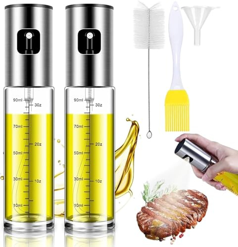 BETA NOBLE〖Verstärkte〗Ölsprüher zum Kochen, Öl Sprühflasche, Ölspray zum Kochen, Olivenölsprüher für Salat, Grillen, Backen in der Küche (2 Stück)
