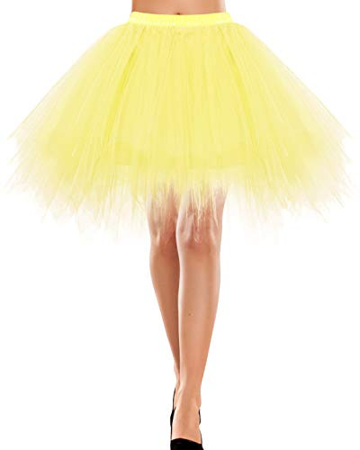 Bbonlinedress Mini tyllkjol för kvinnor 1950-tal, vintage, vuxen, balett, tutu, skater-kjol för cosplayfest, gUL, S