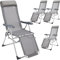 Casaria® Gartenstuhl mit Fußteil 4er Set 7fach Verstellbar Liegefunktion Alu Faltbar Klappbar Hohe Rückenlehne Campingstuhl Klappstuhl Hochlehner Grau