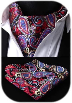 HISDERN Ascot slips för män slips och näsduk Paisley blomslips formellt bröllop elegant jacquardslips ascot halsduk herr