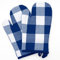 Set di guanti da forno, 2 guanti da forno a quadretti blu, in 100% cotone, pratici, guanti da cucina, resistenti al calore