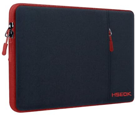 HSEOK Laptop Hülle 15,6 Zoll Tasche Kompatibel mit MacBook Pro 16 Zoll/15.4 Zoll, Stoßfest Wasserabweisend Sleeve für Die Meisten 15 15,6 16 Notebooks Chromebooks und Tablets,Schwarz Rot