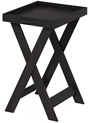 Furinno CLASSIC Side Table, Tray Top End Table with X-Legs, Criss-Crossed Night Stand, Bedside Table, Tray Table, for Living Room, Bedroom, Espresso