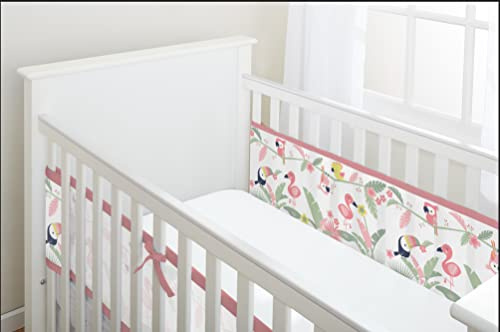 BreathableBaby Klassische atmungsaktive Netz-Einlage, für Kinderbetten mit festen Enden, deckt 2 Seiten ab, die sicherere Alternative zu traditionellen Nestchen, maschinenwaschbar, tropischer Garten