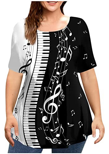 Damen Tshirt Sommer on Cloud Damen T Shirts Glitzer Tshirt Damen Basic Shirt Damen Leopardendruck Longshirt Damen Kurzarm Oversize Shirt Women's Long Tank Tops（5-Black,5XL）