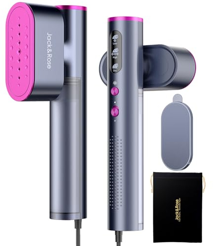 Jack ＆ Rose Travel Steamer for Clothes,100-220V Portable Iron,15s Heat Up,Steamer ＆ Iron 2 In 1, Travel Size,Large Ceramic Heat Panel,for Global and Europe