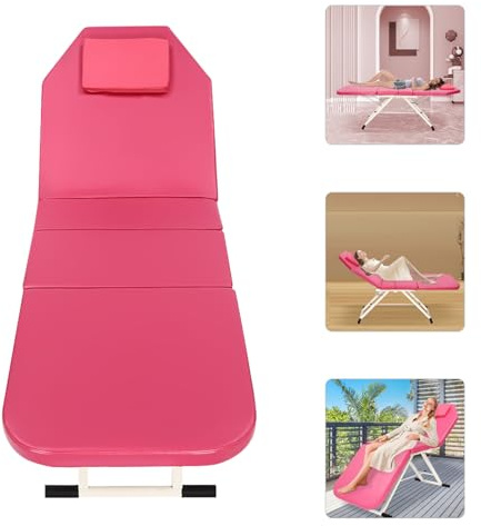 EurHomePlus Camilla de masaje plegable, silla de cosmética, camilla de masaje, portátil, salón de spa, cama facial, mesa de masaje, silla de 71 pulgadas (rosa)