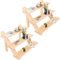 AKOLAFE 2 unidades de 3 niveles de exposición, escalera, madera, 39 x 30 x 24 cm, pendientes con ranura, soporte de madera para manualidades, figuras, joyas, pintalabios, esmalte de uñas