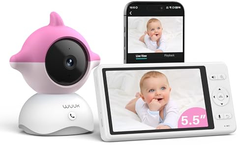 WUUK 2K Baby Monitor Camera with App,5.5 Display with 360° PTZ, Night View