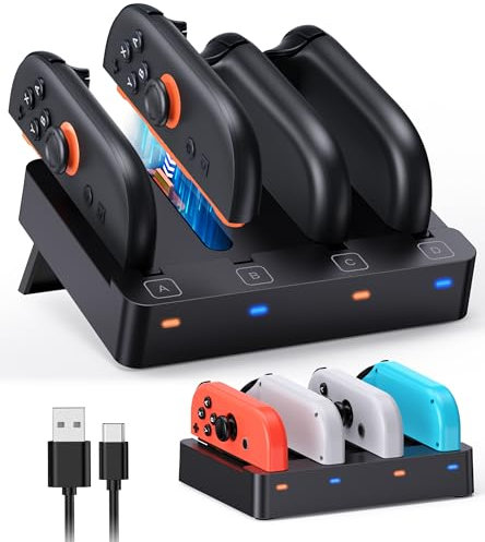Dock di ricarica per Nintendo Switch 2/Switch 1 e controller OLED, caricatore portatile Staion per Joy Cons Espositore organizzato per Joy Con 2 con un cavo di ricarica USB di tipo C (1a/2a