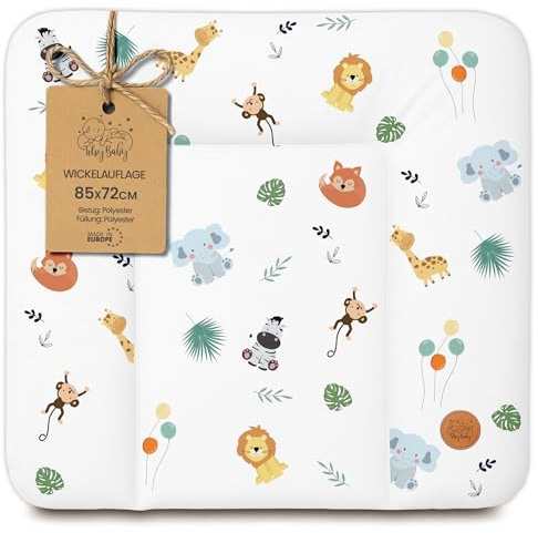Skötbädd avtvättbar och vattentät 85x72 cm - skötmatta för skötbord, skötunderlag, skötbyrå eller tvättmaskin Oeko-Tex 85 x 72 Safari