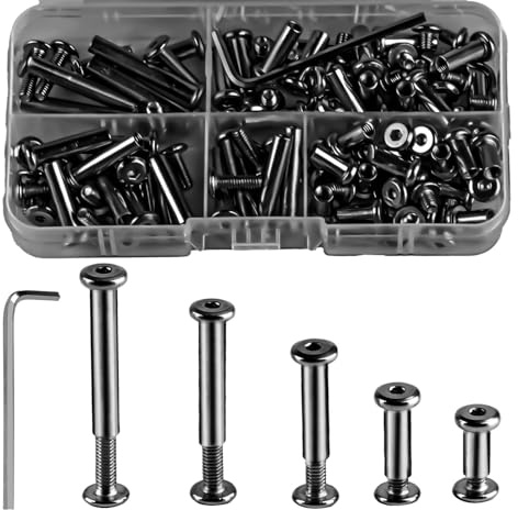 56 juegos de tornillos M4 para muebles con manga, tornillos de manguito, conectores de muebles, conectores de armarios, tornillos de conexión para muebles, tablas de madera, armarios, conectores de