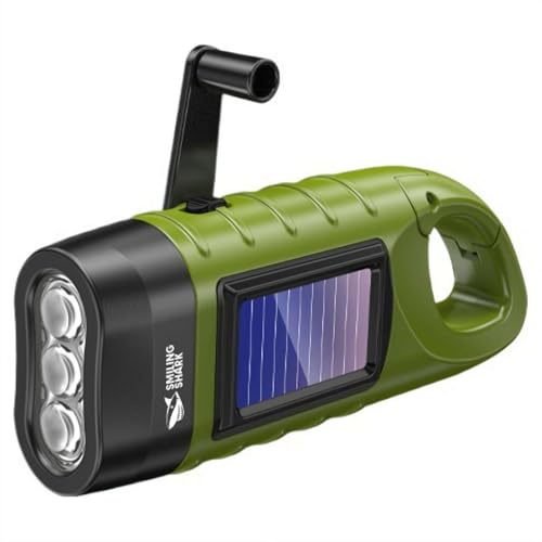 Lampe torche à manivelle solaire à manivelle avec manivelle portable rechargeable, utilisée pour les urgences en plein air, la randonnée, le camping, l'équipement de survie