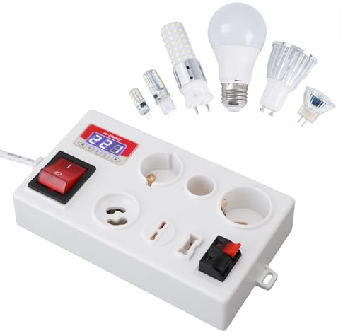 YUEHISY Testeur de Tension LED, Mesure de Courant de Courant Multifonctionnel avec Affichage LED, pour B22 E14 E27 GU10 G4 à G12 G9 Base de Lampe (Plug UE 85-265V)