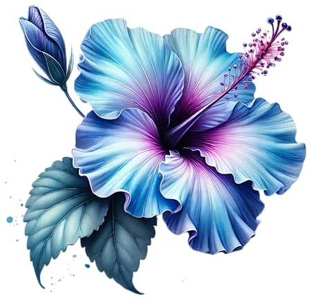 Blue Hibiscus Flower Stickers, Cover Marks 20cm & 7cm Floral Decals x4 | Opaque Finish, No White Edges, Waterproof tropical floral decor, hibiscus garden aesthetic, home styling, gift idea, wall use