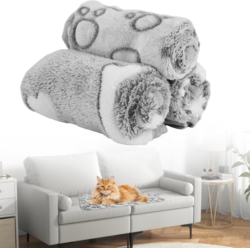 3 Pezzi Morbida Coperta in Pile per Cani e Gatti, 60×40cm Copertina Cane Lavabile, Coperta per Cuccioli e Gatti,Morbida e Calda Flanella Copertina Gatto,Adatto a Cani e Gatti di Piccola E Media Taglia