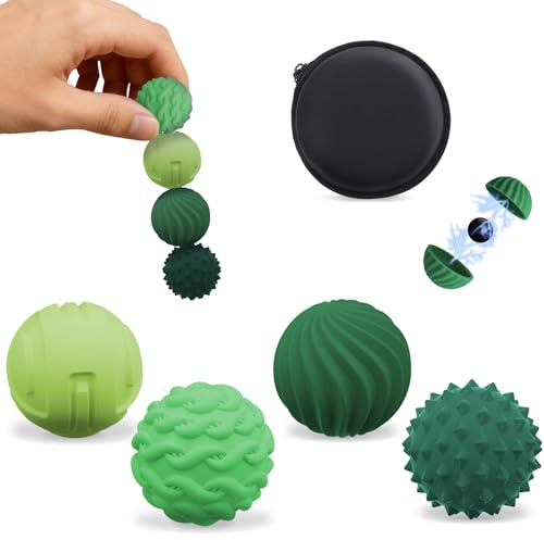 Kkogleam Magnetic Balls Fidget Toy Adults, Silicone Magnetic Balls, Fidget Toys, Office Desk Fidget Balls for Anxiety Relief, Sensory Toy for Fingers Hands (Green-4PCS)