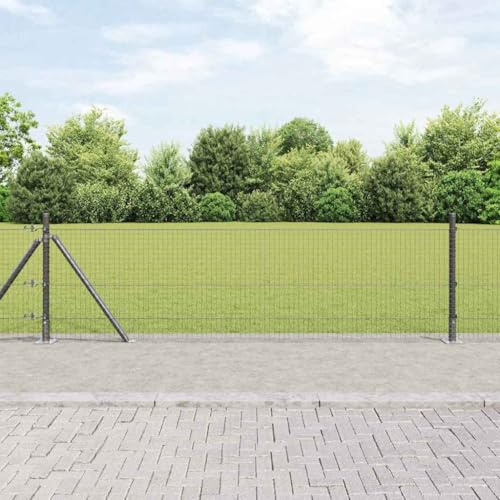 Valla de protección visual para exteriores, valla con postes, gris, 0,4 x 10 m, acero