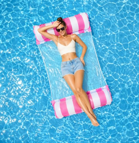 Amaca Gonfiabile da Piscina WENZO 130x70 cm – Materassino Mare con Schienale, Facile da Gonfiare, Ideale per Piscina, Spiaggia e Relax in Acqua (Rosa)