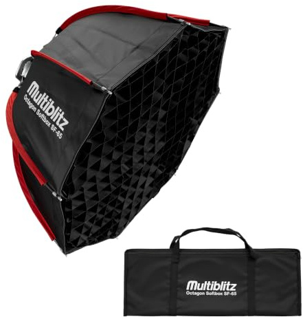 Multiblitz Softbox Octagon SF-65 Bowens con Rejilla y difusores, modificador de luz para Flash de Estudio y luz LED Continua, difusor de luz para fotografía de Retratos e iluminación de vídeo