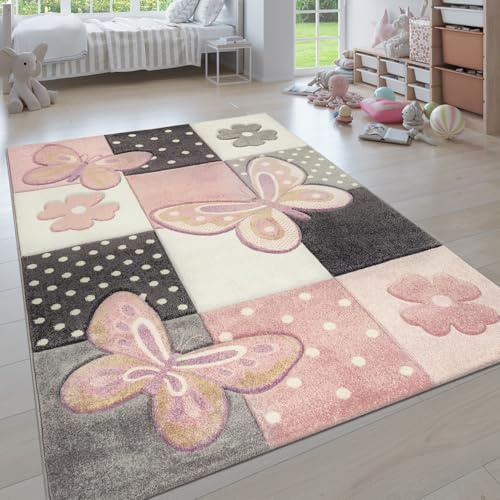Paco Home Barnmatta, Modern Barnrum Pastell Matta, Gulliga 3D-djurmotiv, Storlek:120x170 cm