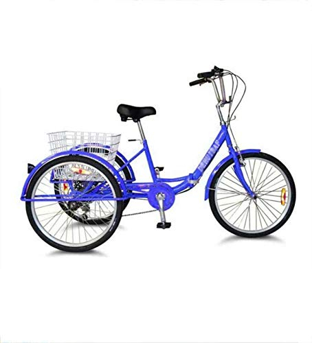 HKPLDE Adult Bike Dreirad Komfortables Fahrrad Dreirad Für Erwachsene, Trikes 24 Zoll 3 Rad Fahrräder Mit Einkaufskorb Einkaufen Sport Freizeit-24
