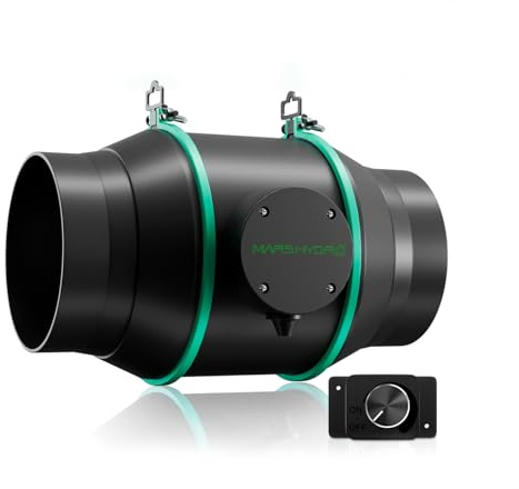 MARS HYDRO 6 Inch Inline Fan with Variable Speed Controller, Adjustable Inline Duct Fan 402 CFM Quiet & Efficient, Ventilation Exhaust Fan for Grow Tents, Hydroponics, Cooling Booster