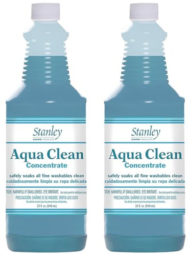 Stanley Home Products Aqua Clean Concentrate - Delicate Laundry Detergent - Gentle Formula Effectively Cleans Tough Stains in Minutes Protects Fine Wool Knits and Other Fabrics Wash Up to 64 Loads (Pack of 2)