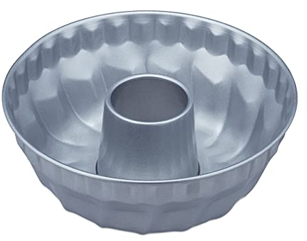 Relaxdays Stampo per Dolci, Ciambelloni, Bundtcake, Acciaio al Carbonio Antiaderente, Termoresistente, Ø25 cm, Argentato