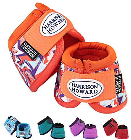 Harrison Howard Horse Bell Boots Overreach Bell Boots No-Turn Bell Boots for Horse-Sturdy Protective Hoof Boot