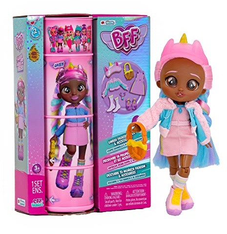 BFF BY BEBÉS LLORONES S2 Jassy | Muñeca Fashion Coleccionable con Pelo Largo, Ropa de Tela y 9 Accesorios - Juguete de Regalo para niños +5 Años