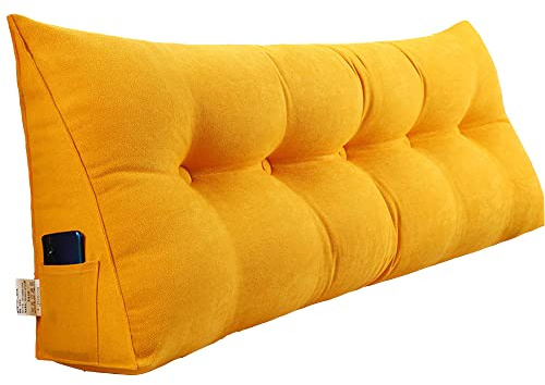 Ryggstödskudde triangulär sänggavel kudde stödkudde | 200x50x20cm, stor dubbel läskudde för dagbädd, kil dagbädd kudde, med avtagbart överdrag