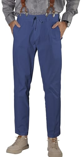Re&x Pantaloni Uomo Slim Stretch Chino Pantalonialoni Casuale (48, Blue)