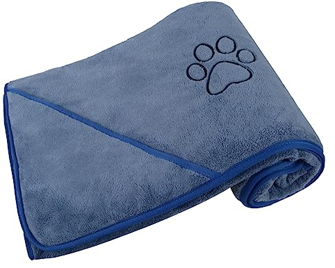 VIVOTE Hundehandtuch extra saugfähig, Mikrofaser Handtücher für Hunde und Katzen Weich & Schnelltrocknend Haustierhandtuch, groß XXL 76cmx127cm für Alle Hunde Katzen, 1er Pack, Dunkelblau