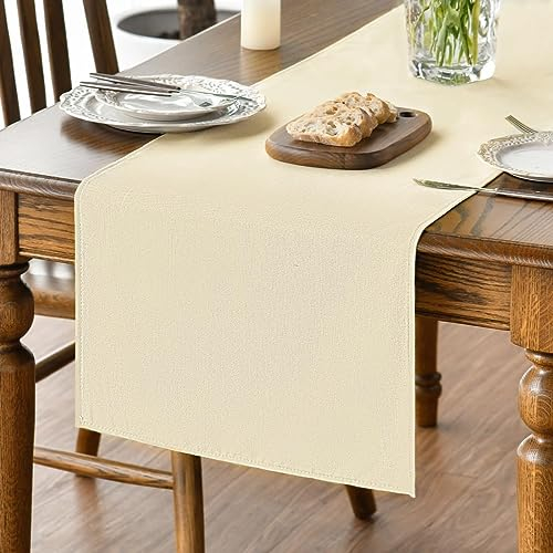 Artoid Mode Beige Fall Table Runner, Seasonal Autumn Winter Machine Washable Kitchen Dining Table Decoration for Home Party Decor 40x140 cm