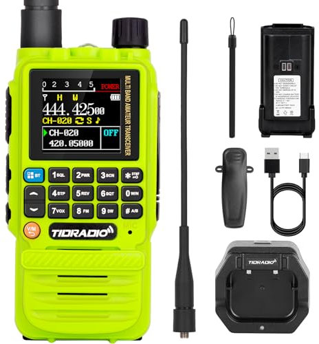TIDRADIO TD-H3 Ham Radio 5W, Air Band Reception, Type C Wireless Programming Walkie Talkies, Frequency Match,Dual Band Two Way Radio, Long Range Handheld Amateur Radio for Survival - Green,1 Pack