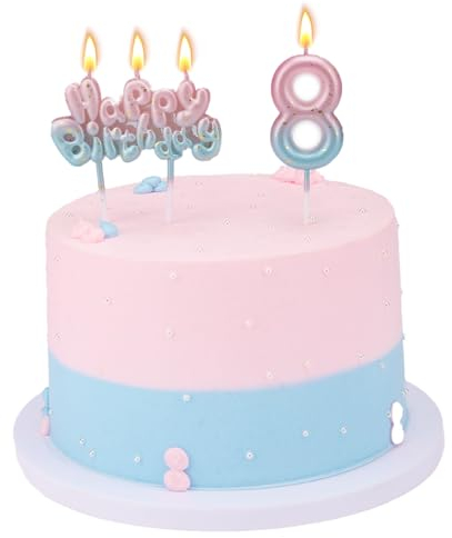 Ronoza® Geburtstagskerzen Zahlen 8, Happy Birthday Kerze, Farbverlaufs Zahlen Buchstaben, Kerze für Torte, Zahlenkerze für Kinder Geburtstag