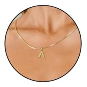Esmoly Collar de Plata/Oro Mujer con Inicial A-Z Collar Personalizado 14K Dorada Necklace Ajustable Regalos Originales para Mujer 16+2 Inches (Oro A)