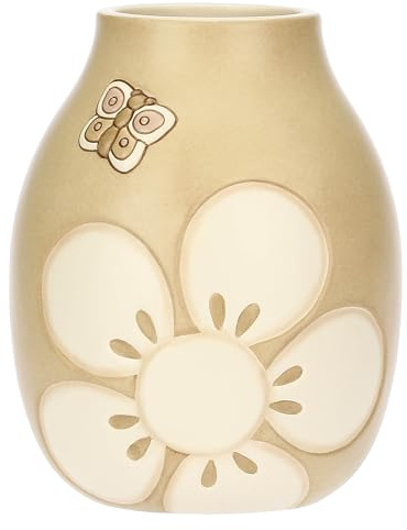 THUN, Vaso in Ceramica Decorata a Mano, Versione Media, Linea Iconic Elegance, Idea Regalo per la Casa, Ø 15, h 19 cm