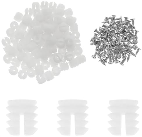Xhziy Plastic Hinge Dowel Inserts with Cabinet Hinge Screw M4x10 - 100PCS Each-100set