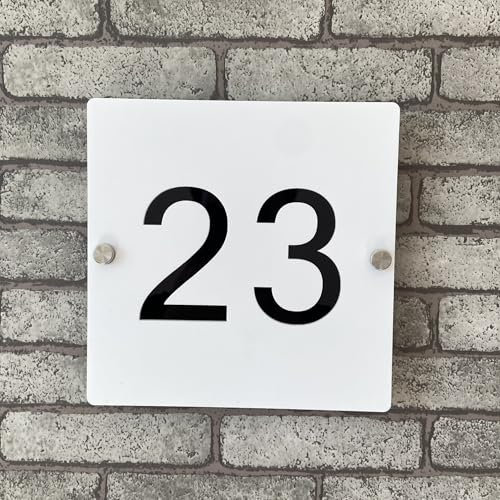 Targhetta numero civico personalizzata in acrilico 3D bicolore (bianco e nero), numeri galleggianti con direzione per interni ed esterni, perfetta per case, hotel, appartamenti e negozi
