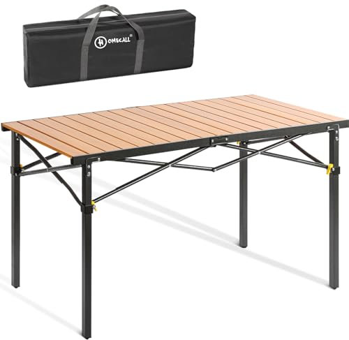 Homecall Campingtisch Klappbar Bis 100KG mit Tragetasche 118 x 70CM Übergröße Alu Klapptisch für 6 Personen - Roll Up Camping Tisch Rolltisch für Camping, Outdoor, Garten, Balkon, Picknick, Strand