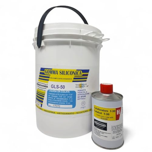 PROCHIMA Gomma Siliconica GLS-50 Liquida da Colata con Catalizzatore T30, Per Stampi Dettagliati, 5 kg